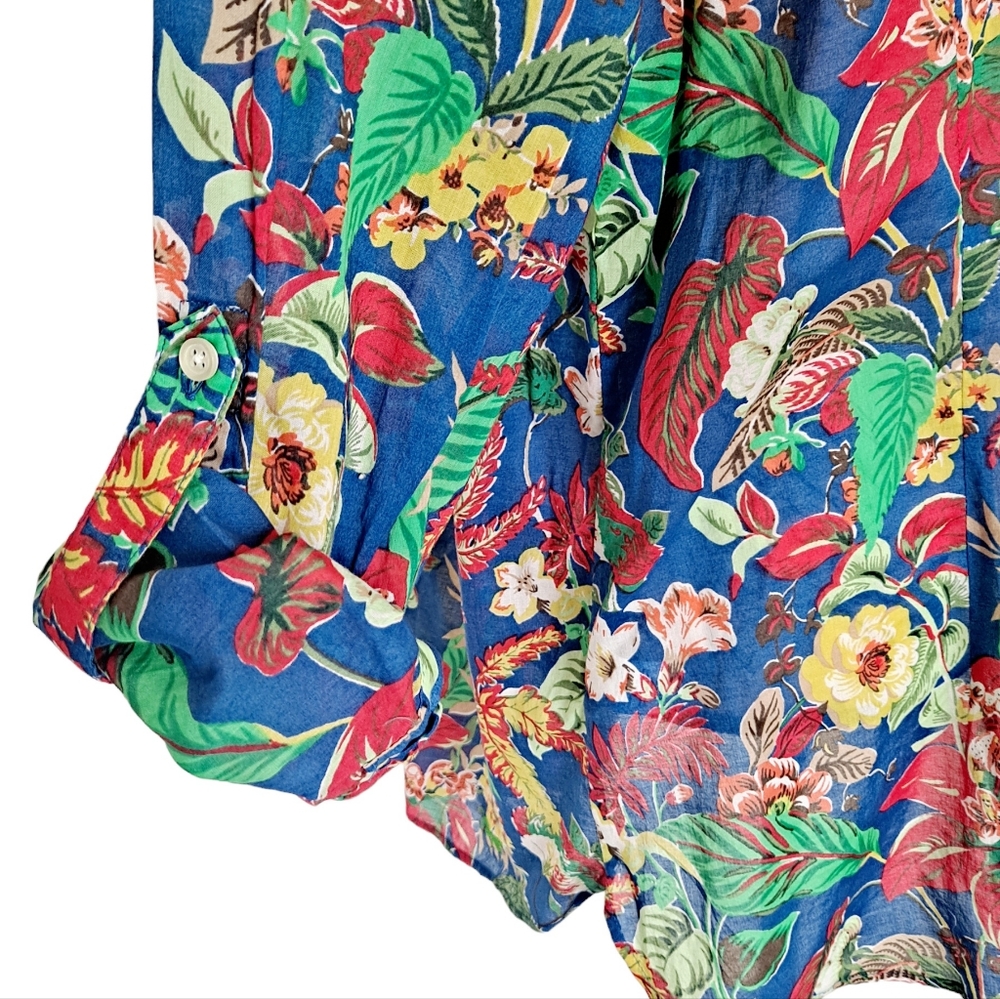 SOLD Talbots Floral tropical Hawaiian button up cotton summer shirt top Size 2X - Picture 13 of 14